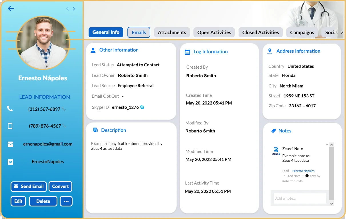 Leads, Canvas View. Zoho CRM